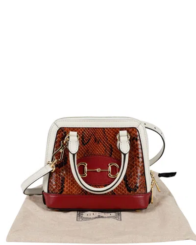 Gucci Horsebit Mini Python Top Handle Tote Shoulder Bag (authentic Pre-loved) In Burgundy