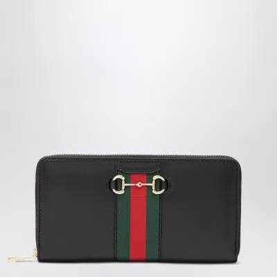 Gucci Horsebit Mini Web Wallet In Black