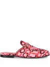 Gucci Horsebit Monogram Mules In Pink