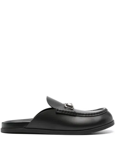 Gucci Horsebit Leather Mules In Black