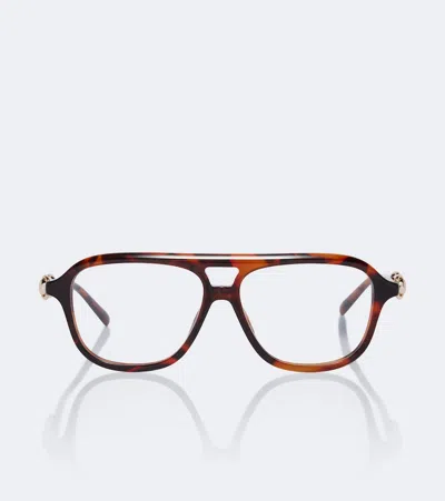 Gucci Horsebit Navigator Glasses In Brown