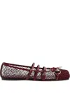 Gucci Net Nappa Triple-strap Horsebit Ballerina Flats In Brown