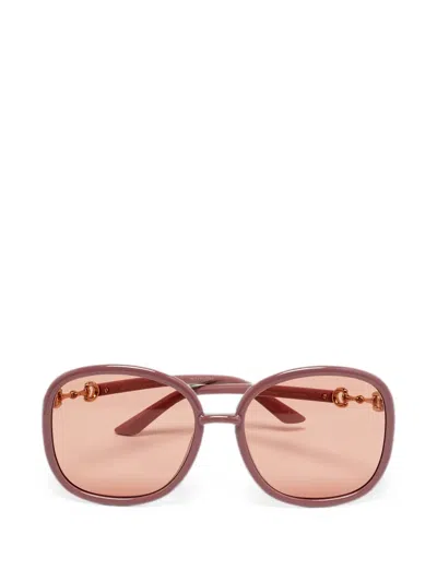 Pre-owned Gucci Horsebit Oversized Sunglasses In Pink