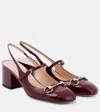 Gucci Horsebit Patent Leather Slingback Mary Jane Pumps In Burgundy