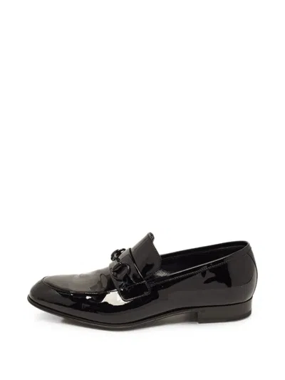 Pre-owned Gucci Horsebit Patent Loafers In Black