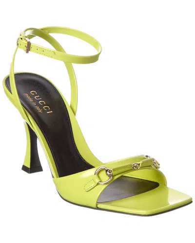Gucci Horsebit Patent Sandal In Green