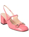Gucci Horsebit Patent Slingback Pump In Pink