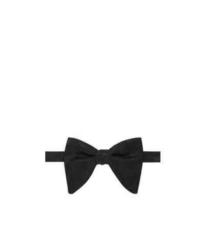 Gucci Horsebit-pattern Bow Tie In Black