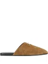 Gucci Sabot Suede Horsebit Flat Shoes Brown In Brown
