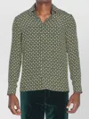 Gucci Horsebit Pattern Silk Long Sleeve Shirt In Green