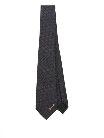 Gucci Horsebit-pattern Tie In Black