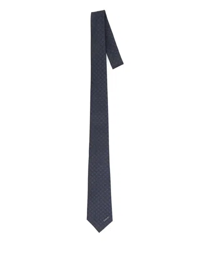 Gucci Horsebit-pattern Tie In Blue