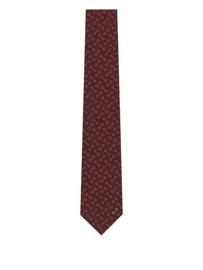 Gucci Horsebit-pattern Tie In Brown