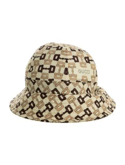 Pre-owned Gucci Horsebit Patterned Bucket Hat In Yellow