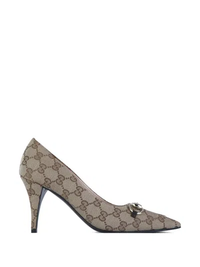 Gucci Horsebit Patterned Pumps In Neutral
