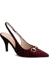 Gucci Burgundy Slingback Pumps With Horsebit In Brown
