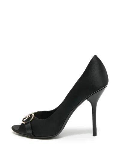 Pre-owned Gucci Horsebit Peep-toe Pumps In Black