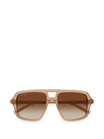 Gucci Horsebit Pilot-frame Sunglasses In Brown
