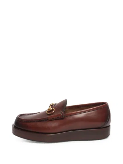Pre-owned Gucci Horsebit Platform Loafers In Brown