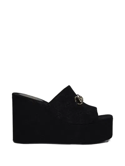 Pre-owned Gucci Horsebit Platform Sandals In Black