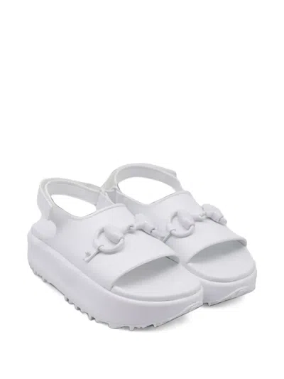 Pre-owned Gucci Horsebit Platform Sandals In White