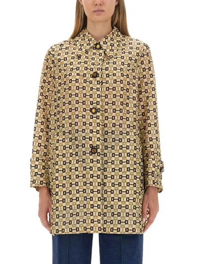 Gucci Horsebit Print Coat In Neutral