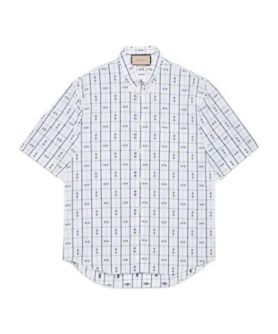 Gucci Horsebit-print Cotton Shirt In White