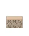 Gucci Horsebit-print Leather Cardholder In Nude