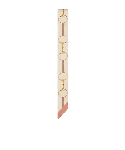 Gucci Horsebit Print Neck-tie In Nude