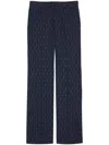 Gucci Horsebit-print Straight-leg Trousers In Blue
