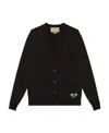 Gucci Black Stretch Wool Blend Cardigan In Black
