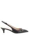 Gucci Black Slingback Pumps With Elastic Strap In Black
