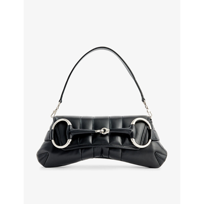 Gucci Horsebit Quilted Leather Shoulder Bag In Black