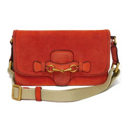 Pre-owned Gucci Horsebit Red Color Suede Clutch Bag Shoulder Bag ()