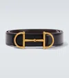 Gucci Men Black Reversible Belt With Horsebit On The Front In Leather Man In Black