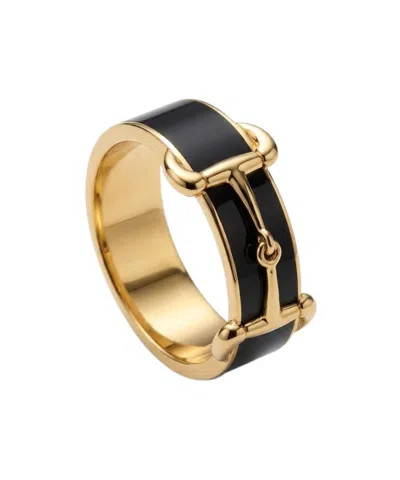 Gucci Horsebit Ring With Enamel In Black