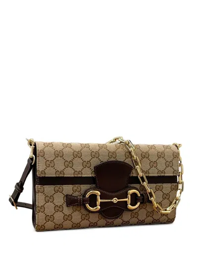 Gucci Horsebit Ristretto Medium Shoulder Bag In Brown