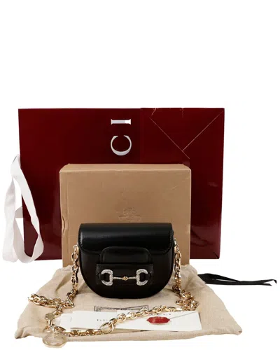 Gucci Horsebit Round Belt Shoulder Crossbody Bag (authentic Pre-loved) In Black