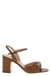 Gucci Brown Leather Sandal With Buckle Women In Brown