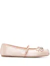 Gucci Satin Ballet Flats Horsebit Detail In Powder