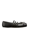 Gucci Leather Bow Detail Squared Toe Ballet Flats In Black