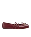 Gucci Ballet Flats In Rosso Ancora With Horsebit Women In Burgundy