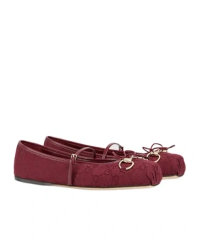 Gucci Horsebit Series Ballet Flats In Rosso Ancora