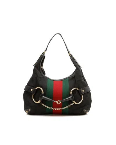 Gucci Horsebit Sherry Gg Shoulder Bag In Black
