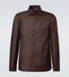 Gucci Twill Shirt With Snap Pocket And Long Sleeves In Brown