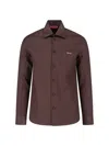 Gucci Twill Shirt With Snap Pocket And Long Sleeves In Brown