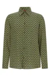Gucci Allover Print Long Sleeve Horsebit Shirt In Green