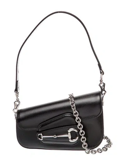 Pre-owned Gucci Horsebit Shoulder Bag Mini In Black