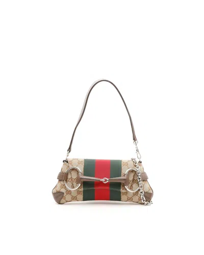 Gucci Horsebit Shoulder Bag In Nude