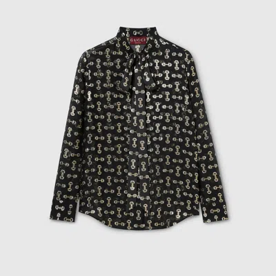 Gucci Horsebit Silk Fil Coupé Shirt In Black
